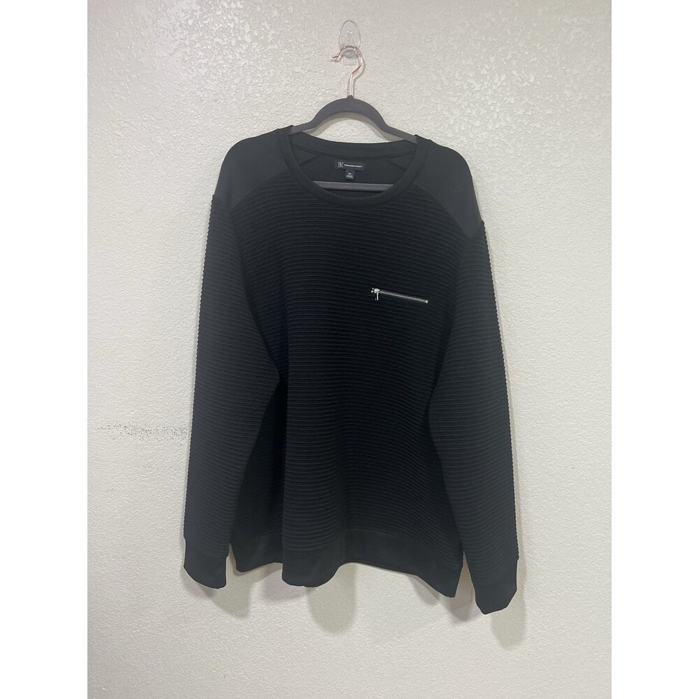 Inc International Concepts Mens Pullover Sweater Black zip pocket detail SZ 3XL